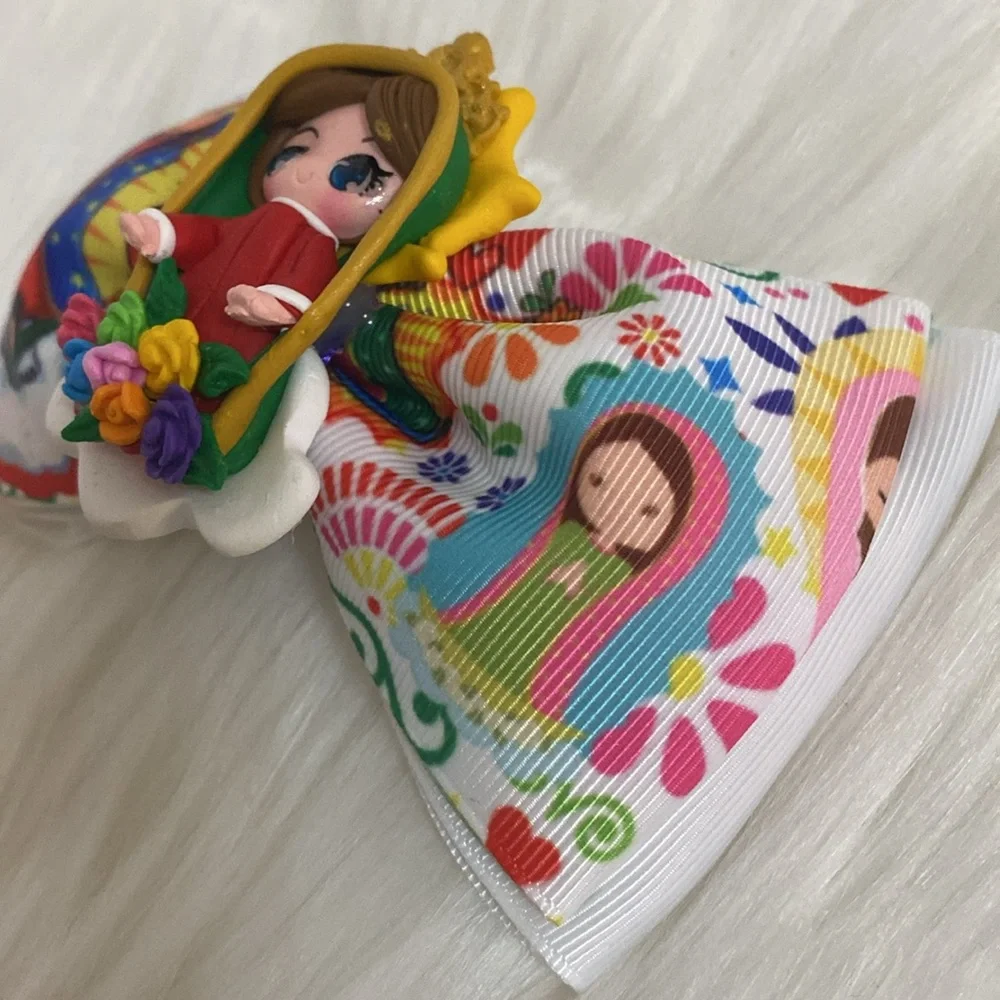 Girls Hair Bow Virgen de Guadalupe